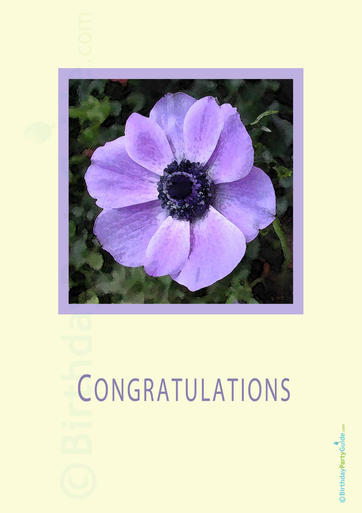 Congratulation Card Purple Flower