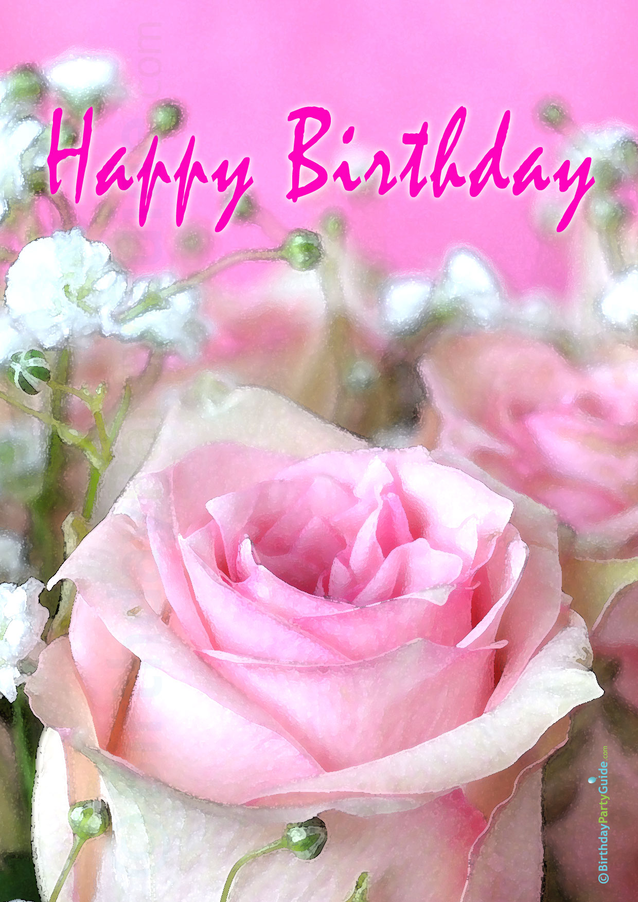 Birthday Card Pink Roses