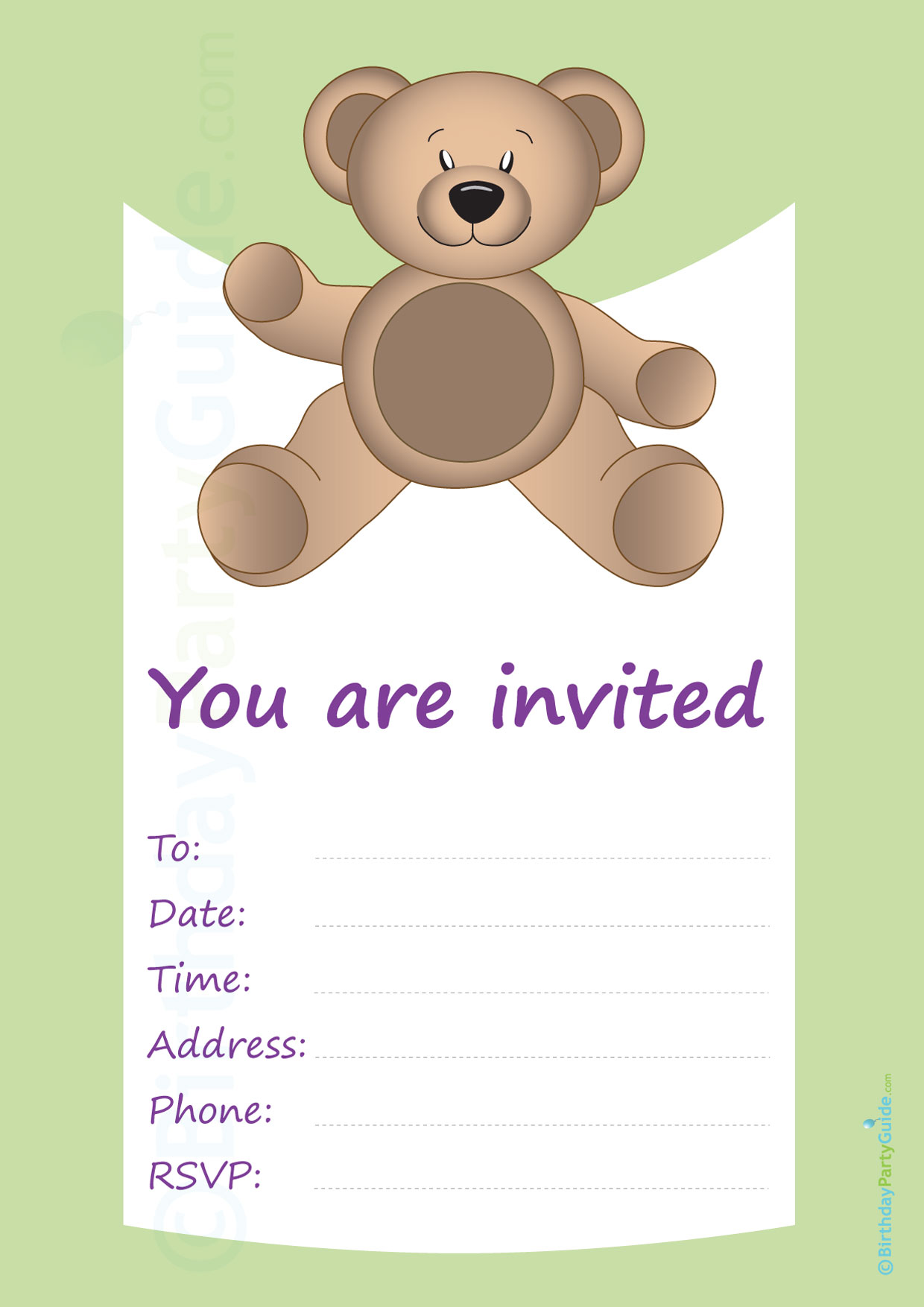 Birthday Bear Invitation