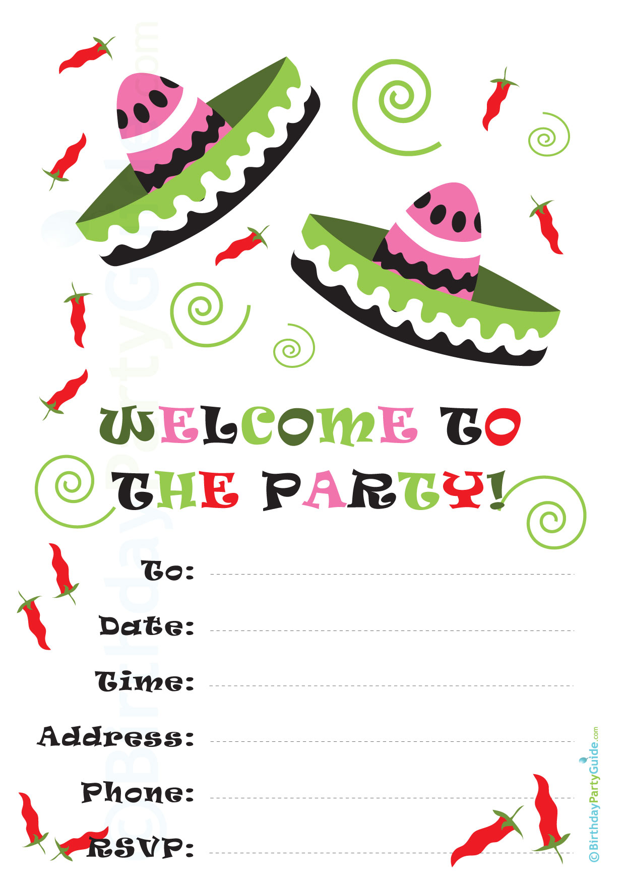 Mexican Theme Party Invitation